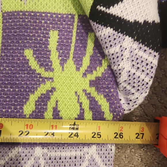 Trickz N Treatz Patchwork Oversized Knit Cardigan, Cat, Skulls, Bats, Spider.NEW - Picture 7 of 10